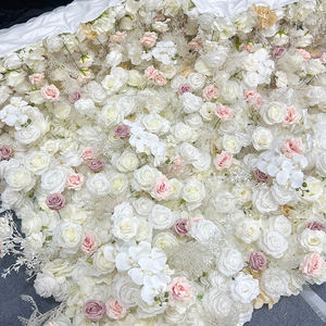 8*83D Silk Eco-Friendly Artificial <b>Pink</b> and White Rose Flower Background Wall for Outdoor Wedding Decoration - Product Image 3
