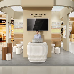 Comptoir <span class=keywords><strong>de</strong></span> réception moderne pliable en papier kraft nid d'abeille avec plateau en acrylique, écologique et portable, pour bureau et commerce - Product Image 2