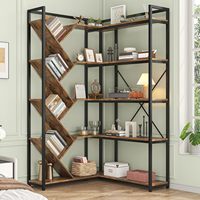 Étagère d'angle haute de 71 pouces, 5 niveaux, en forme de L, design arbre en Y, moderne, autoportante, pour rangement et présentation, salon, MDF