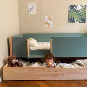 Cama para niños pequeños Montessori con listones, cama de plataforma de madera y cama de suelo, diseño elegante para niños más pequeños - Product Image 3