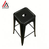 Tabouret de bar moderne en métal avec repose-pieds pour restaurant, salon, extérieur et usage en centre commercial