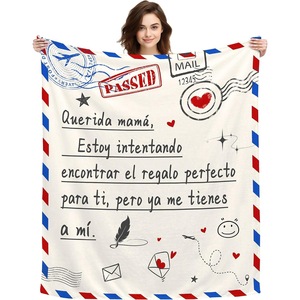 Cream Postal Love Letter <b>White</b> <b>Flannel</b> Blanket Throw Blanket Nap Blanket Reversible Cozy Warm for Travel Camping Custom Print - Product Image 6