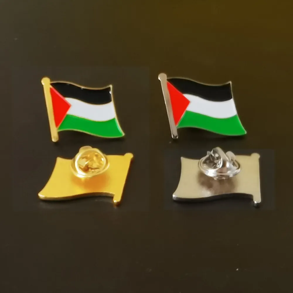 エナメル付きパレスチナ旗パレスチナ文字ラペルピンパレスチナ地図形旗ロゴ金属蝶クラスプブローチバッジ