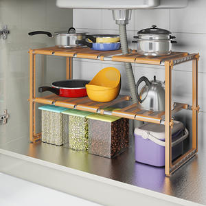 Estantes Extensibles y Ajustables de 2 Niveles <span class=keywords><strong>para</strong></span> <span class=keywords><strong>Debajo</strong></span> <span class=keywords><strong>del</strong></span> Fregadero, Marco de Plástico Sólido <span class=keywords><strong>para</strong></span> Fregaderos - Product Image 3