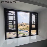 Ventana Abatible con Marco de Aluminio Negro de Diseño Moderno, Barandilla de Seguridad, Antirrobo, Insonorizada, para Dormitorio o Villa