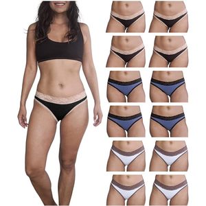 FOXA Bragas de bikini para mujer, algodón y elastano, encaje, tiro medio, paquete combinado, transpirables, ajuste elástico - Product Image 1