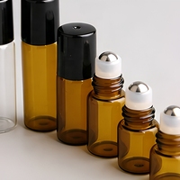 Flacons roll-on en verre ambré vides et rechargeables de 1 ml, 2 ml, 3 ml, 5 ml pour huiles essentielles, avec bille en métal ou en verre