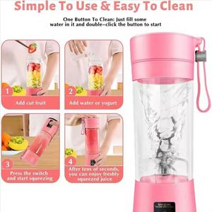 Blender portable rechargeable de 380 ml, mixeur à jus fraîchement pressé, sécurité personnelle, 6 lames, petit presse-agrumes électrique - Product Image 3
