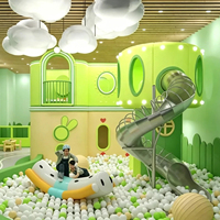 Aire de jeux intérieure moderne pour jardin, structure à deux étages, toboggan en spirale en acier inoxydable, fosse à balles, éclairage LED nuage, certifié CE