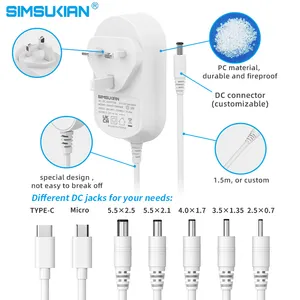 Singapore Power Adaptor Safety Mark 12v 3a 12v White Acdc Outdoor Use Power Adaptor