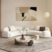 Ensemble de canapés nuage en forme de L au design moderne Mobilier de maison avec tissu en lin duvet pour hall d'hôtel ou de salon