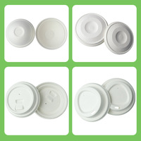 Couvercle de tasse en bagasse 80mm 90mm, compostable, en pulpe de canne à sucre, anti-fuite pour boissons chaudes à emporter