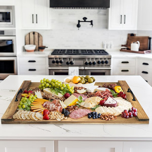 Custom Acacia Wood <strong>Cutting</strong> Board Food Serving Wooden Noodle Board for Electric Gas Stove Top Cover - Product Image 2