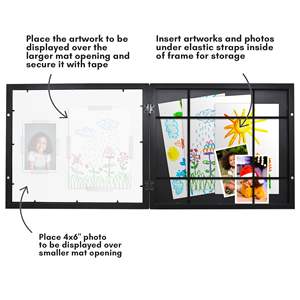 Cadre <span class=keywords><strong>photo</strong></span> magnétique en bois personnalisé pour enfants, affichage modifiable pour dessins et images d'enfants, ouverture frontale - Product Image 3