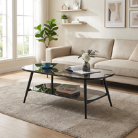 Table basse moderne à 2 niveaux en verre avec centre en métal, design réglable, taille et couleur personnalisables pour salon et usage domestique