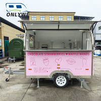 ONLYWE Remorque à Snacks Personnalisable, Camion de Nourriture de Rue, Camion à Sandwichs, Petit Chariot à Hot-Dogs, Chariot à Café, Caravane à Glaces en Aluminium