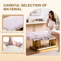 Table de soin esthétique multifonctionnelle avec système de levage à un bouton, chauffage intelligent, éclairage d'ambiance et base lumineuse pour spa, massage et extensions de cils