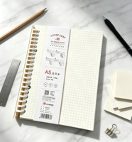Carnet à spirale personnalisé A5 avec couverture en PP, 60 feuilles de papier quadrillé, vente en gros