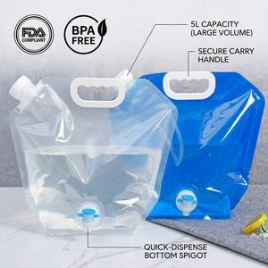 Wholesale Food-grade Blue Transparent 5 Liters Mineral Water <b>Container</b> Bag Camping Collapsible Stand-Up Spout Pouch with Valve - Product Image 2