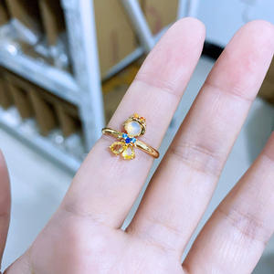 Blanche-Neige Sirène Dessin Animé Blanche-Neige Princesse Anneau Anneau Ouvert Réglable Pour Les Femmes Plaqué Or Sirène Cristal Princesse Anneaux - Product Image 4