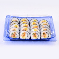 Nouvelle conception, boîte d'emballage pour sushis jetable, durable, bleue, écologique, en plastique PET, avec couvercles