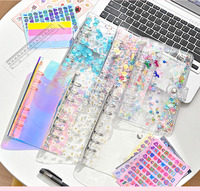 Cahier à spirale A5/A6 en PVC, classeur transparent, personnalisable, à feuilles mobiles, à paillettes, rechargeable en b, vente en gros