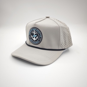 Five Panel Solid <b>Waterproof</b> Golf <b>Hat</b> Custom Silicone Emblem Low MOQ OEM Laser Perforated Breathable Eco Friendly Wear - Product Image 4
