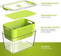 Lot de 4 boîtes de conservation pour fruits et légumes avec passoire et couvercle ventilé, rangement hermétique pour réfrigérateur pour baies, fruits, légumes - Sans BPA