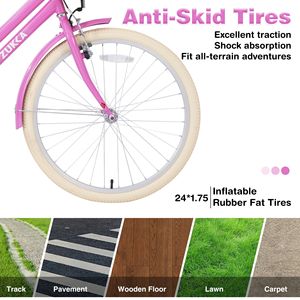 Vélo de roue DB Steel Frame 24 pouces pour filles de 10 ans et plus Système de freinage à pédale V ordinaire de couleurs multiples - Product Image 5
