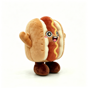 Peluche Personalizado de Perrito Caliente, Peluches de Perrito Caliente, Animal de Peluche Suave y Esponjoso con Ojos de Estrella y Detalles de Mostaza - Product Image 1