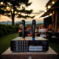 Amplificateur de puissance professionnel 50 Watts BT Audio Home Karaoké avec 2 microphones sans fil et tuner radio FM USB
