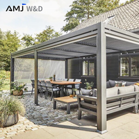 Paragola moderne extérieure imperméable, gazebo bioclimatique, toit à lamelles en aluminium, pavillon avec grille de ventilation pour cuisine extérieure
