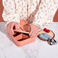 Grande boîte à lunch en silicone à quatre compartiments, récipient de conservation pour réfrigération et congélation, pour les déjeuners des enfants