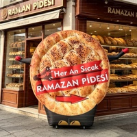Modèle de danseur gonflable géant personnalisé de 2 m en forme de pain pita pour boulangerie/pâtisserie/festival du Ramadan/présentation en magasin de vente au détail alimentaire