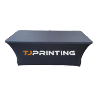 Housse de table extensible personnalisée avec logo imprimé, pliable, infroissable et lavable, pour publicité textile