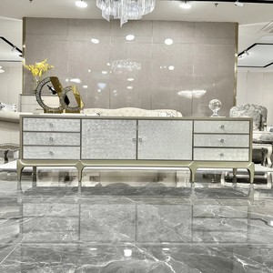 Meuble TV américain léger de luxe moderne simple en bois massif naturel six tiroirs - Product Image 1