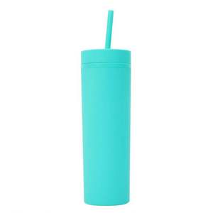 Customized Travel Skinny <b>Reusable</b> Tumbler Plastic <b>Reusable</b> Tumblers With <b>Straw</b> and Lid - Product Image 4