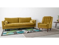 Fauteuil d'appoint Super Blue Velvet, style Mid-Century Modern, dossier haut, en tissu, pieds en bois, pour appartement, villa, salon, entrepôt, hôpital