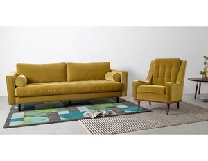 Super blu velluto alto accento poltrona alta di fascia alta mobili per la casa con gambe in legno per soggiorno e camere da letto - Product Image 6