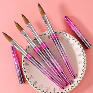 Pinceau de luxe en poils de vison pour nail art, manche acrylique, stylo de dessin et de sculpture pour manucure professionnelle DIY - Product Image 2