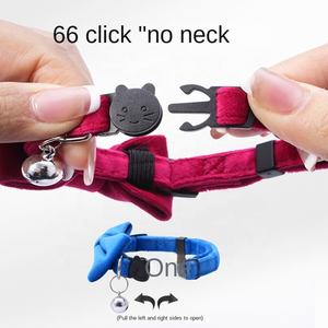 नई सुरक्षा बकल बिल्ली पिल्ला कॉलर एंटी-घुटन सुविधा ठोस पैटर्न पॉलीएस्टर रिबन कुत्तों के लिए थोक धनुष पालतू कॉलर - Product Image 2