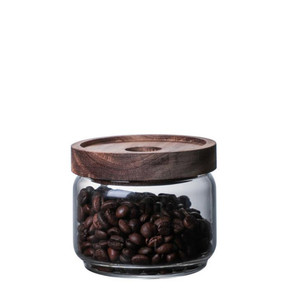 Tarro de almacenamiento de vidrio cuadrado con tapa de madera, 325-1500ml, sellado, transparente, recto, para té y granos diversos - Product Image 1