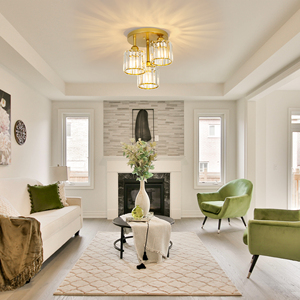 उत्कृष्ट सोने-टोन लोहे की बनाई छत लाइट 26 बल्ब 120v इनडोर सेटिंग्स के लिए 60w अधिकतम पावर आदर्श का समर्थन करता है। - Product Image 5