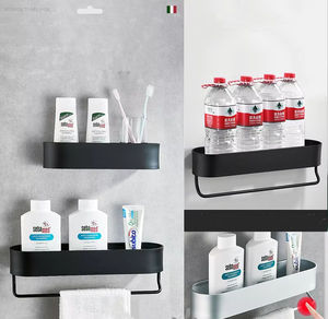 Étagère <span class=keywords><strong>de</strong></span> <span class=keywords><strong>douche</strong></span> murale moderne en aluminium, grande capacité, organisateur <span class=keywords><strong>de</strong></span> <span class=keywords><strong>rangement</strong></span> robuste pour salle <span class=keywords><strong>de</strong></span> bain et cuisine, noire avec adhésif - Product Image 5