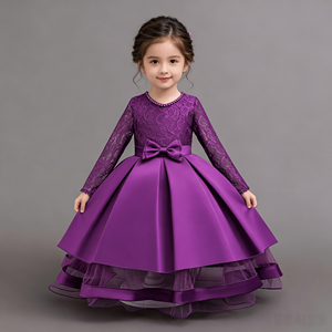 Vestido Formal <span class=keywords><strong>para</strong></span> Niñas, Color Rosa, con Lazo y Perlas en el Cuello, Traje de <span class=keywords><strong>Primera</strong></span> Comunión <span class=keywords><strong>para</strong></span> Bebés, Vestido de Princesa <span class=keywords><strong>para</strong></span> Niñas, Vestido de Dama de Honor <span class=keywords><strong>para</strong></span> Bodas - Product Image 1