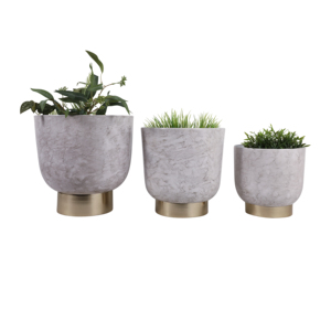 Set di 3 vasi effetto marmo con base dorata per decorazioni interne ed esterne - Product Image 2