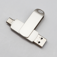 Swivel stik memori usb c 2 in 1, flash drive ponsel otg 32gb 64gb 128gb logo kustom, stik memori pribadi logam