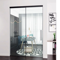 Porte coulissante en verre trempé à double vitrage à fermeture douce personnalisée HDSAFE, cadre fin, isolation acoustique, utilisation hôtelière, cuisine