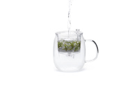 Tasse à thé portable en verre résistant à la chaleur 600 ml, écologique, minimaliste, avec infuseur et filtre en acier inoxydable, marque privée, vente en gros 2023