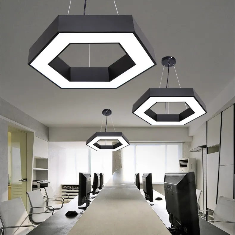 Durlitecn ha portato illuminazione per ufficio fai da te cucitura decorazione lampadario palestra corridoio circolare ufficio luce lineare esagonale a sospensione